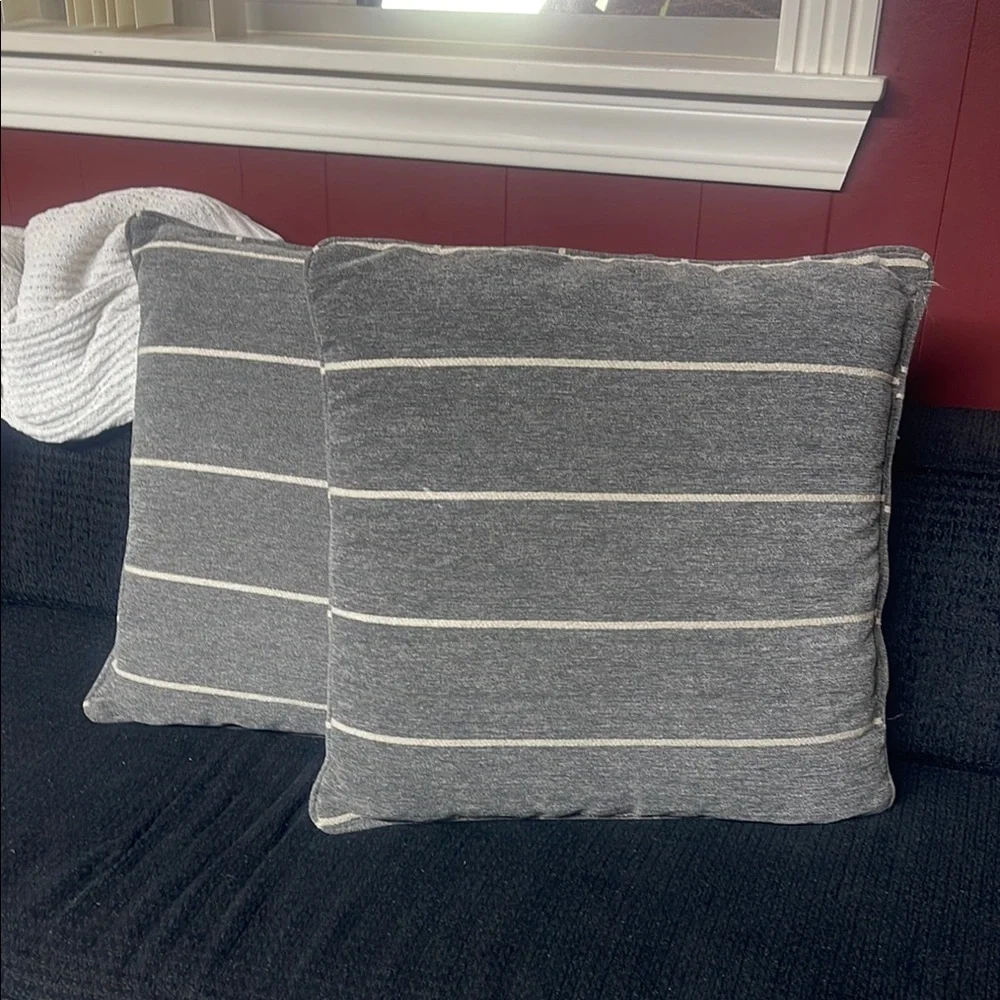 Gray Striped Accent Pillows Set
